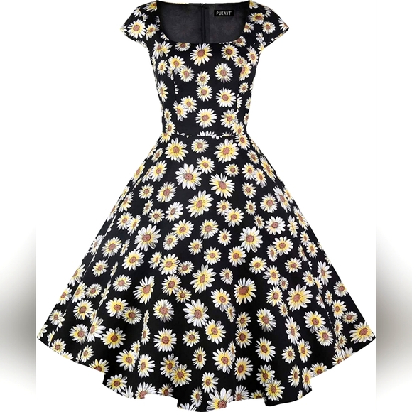 Dresses & Skirts - Women's Cocktail Party Dress with Cap Sleeves and Pockets